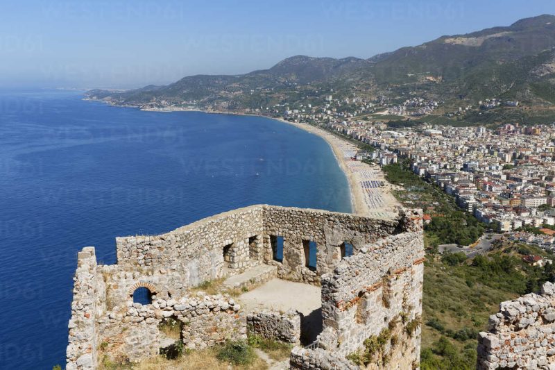 turkey alanya view of alanya castle at cleopatra beach SIE004017