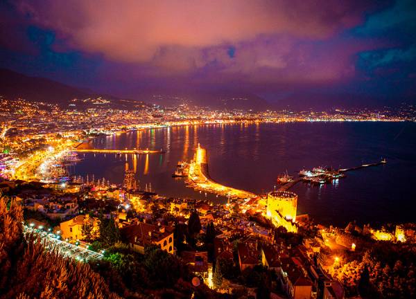 alanya port at night